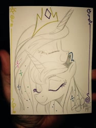 Size: 640x852 | Tagged: safe, artist:andypriceart, princess celestia, princess luna, alicorn, pony, andy price is trying to murder us, cuddling, cute, cutelestia, eyes closed, glitter, lunabetes, partial color, royal sisters, snuggling, sparkly mane, sweet dreams fuel, traditional art