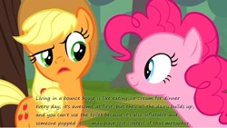 Size: 1280x722 | Tagged: safe, screencap, applejack, pinkie pie, earth pony, pony, the last roundup, insane pony thread