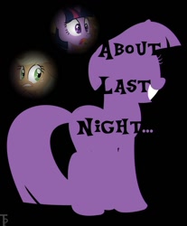 Size: 742x894 | Tagged: safe, artist:thepristineeye, applejack, twilight sparkle, earth pony, pony, fanfic, fanfic art, fanfic cover, fimfiction, silhouette