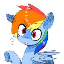 Size: 500x500 | Tagged: dead source, safe, artist:art-by-flier, derpibooru import, rainbow dash, pegasus, pony, question mark, solo