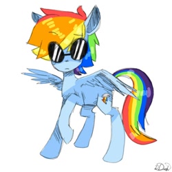 Size: 500x500 | Tagged: dead source, safe, artist:art-by-flier, derpibooru import, rainbow dash, pegasus, pony, solo, sunglasses