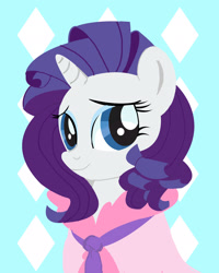 Size: 2139x2675 | Tagged: safe, artist:osakachii, rarity, pony, unicorn, bathrobe, bed mane, bust, clothes, cute, female, looking at you, mare, messy mane, portrait, robe, solo