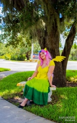 Size: 1274x2048 | Tagged: safe, fluttershy, human, clothes, cosplay, dress, irl, irl human, photo, solo