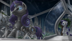 Size: 5120x2880 | Tagged: safe, artist:eriadu, rarity, pony, unicorn, alternate universe, future, mecha, solo