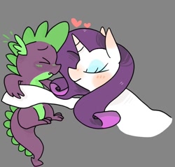 Size: 799x765 | Tagged: safe, artist:rainbowlover001, rarity, spike, dragon, pony, unicorn, blushing, cute, female, heart, male, shipping, sparity, straight