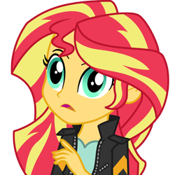 Size: 10000x10000 | Tagged: safe, artist:sunshi, sunset shimmer, equestria girls, friendship games, absurd resolution, clothes, female, jacket, leather jacket, open mouth, simple background, solo, transparent background, vector