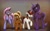 Size: 2880x1800 | Tagged: safe, artist:anticular, derpibooru import, oc, oc only, oc:blackjack, oc:bubblegum (speak), oc:glitter bomb, oc:threnody, alicorn, earth pony, pegasus, pony, unicorn, fallout equestria, fallout equestria: project horizons, fallout equestria: speak, alicorn oc, artificial alicorn, commission, earth pony oc, fanfic art, horn, pegasus oc, purple alicorn (fo:e), simple background, unicorn oc, wings