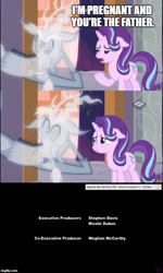 Size: 500x833 | Tagged: safe, edit, edited screencap, editor:secrettitan, screencap, discord, starlight glimmer, ghost, a matter of principals, alternate ending, comic, credits, credits screen, ghost discord, implied pregnancy, implied starcord, meme, screencap comic