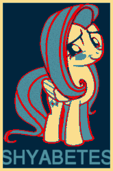 Size: 394x596 | Tagged: safe, fluttershy, pegasus, pony, cute, hope poster, meme, shyabetes, solo