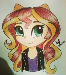 Size: 1536x1756 | Tagged: safe, artist:andy-lobart7, sunset shimmer, equestria girls, doll, equestria girls minis, solo, toy, traditional art