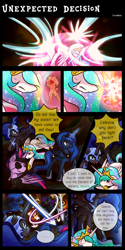 Size: 1066x2126 | Tagged: safe, artist:vavacung, nightmare moon, princess celestia, princess luna, twilight sparkle, twilight sparkle (alicorn), oc, oc:paper mache, alicorn, pony, comic:to love god - to love mortal, comic, female, mare