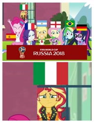 Size: 3106x4096 | Tagged: safe, derpibooru import, applejack, fluttershy, pinkie pie, rainbow dash, rarity, sci-twi, spike, sunset shimmer, twilight sparkle, better together, equestria girls, forgotten friendship, argentina, brazil, england, eqg flag-tag meme, football, france, germany, humane five, humane seven, humane six, italy, obligatory pony, spain, world cup, world cup 2018