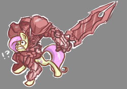 Size: 1600x1129 | Tagged: safe, artist:ehherinn, fluttershy, human, crossover, darksiders, sword, war