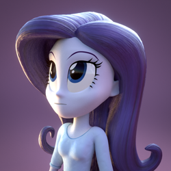 Size: 810x810 | Tagged: safe, artist:creatorofpony, rarity, equestria girls, /mlp/, 3d, 3d model, alternate hairstyle, looking up, solo