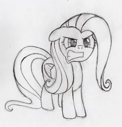 Size: 876x913 | Tagged: safe, artist:otto720, fluttershy, pegasus, pony, keep calm and flutter on, monochrome, solo