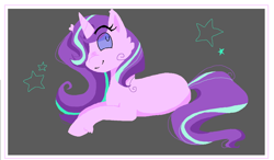 Size: 1280x747 | Tagged: safe, artist:foxybae, starlight glimmer, unicorn, abstract background, female, looking at you, mare, solo