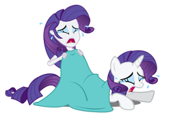 Size: 1031x719 | Tagged: safe, rarity, nuckelavee, ponytaur, equestria girls, blanket, crying, human ponidox, marshmelodrama, simple background