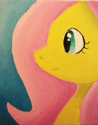 Size: 490x624 | Tagged: safe, artist:shinseikatai, fluttershy, pegasus, pony, female, mare, painting, solo