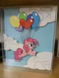 Size: 1440x1920 | Tagged: safe, artist:jackofmosttrades, pinkie pie, balloon, craft, flying, irl, photo, shadowbox, solo, suspended, then watch her balloons lift her up to the sky, traditional art