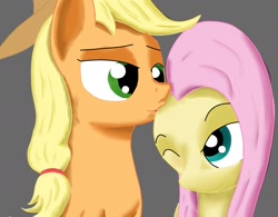 Size: 1540x1200 | Tagged: safe, artist:stillwaterspony, applejack, fluttershy, earth pony, pegasus, pony, appleshy, female, kissing, lesbian, shipping