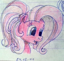 Size: 1280x1224 | Tagged: safe, artist:colossalstinker, pinkie pie, earth pony, pony, g3.5, lined paper, solo, traditional art