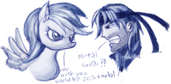 Size: 1895x930 | Tagged: safe, artist:great-5, derpibooru import, rainbow dash, pegasus, pony, argument, awesome as i want to be, ballpoint pen, konami, metal gear, metal gear solid, receipt, solid snake