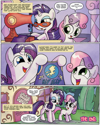 Size: 552x692 | Tagged: safe, idw, babs seed, rarity, sweetie belle, pony, unicorn, spoiler:comic, spoiler:comicff13, babs seed song, this will end in tears