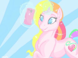 Size: 600x450 | Tagged: safe, artist:pinkieposh, rarity, pony, unicorn, g3, cellphone, magic, phone, selfie, solo