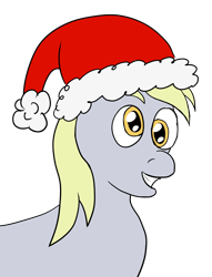 Size: 2484x3257 | Tagged: safe, artist:yadge, derpy hooves, pegasus, pony, christmas, female, hat, mare, santa hat, simple background, solo