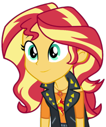 Size: 1721x2048 | Tagged: safe, artist:thebarsection, sunset shimmer, better together, equestria girls, clothes, female, geode of empathy, glare, simple background, smiling, solo, transparent background