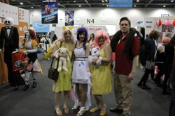 Size: 4272x2848 | Tagged: safe, big macintosh, fluttershy, rarity, human, cosplay, irl, irl human, photo