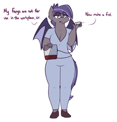 Size: 1280x1332 | Tagged: safe, artist:nom-sympony, oc, oc only, anthro, bat pony, blood, blood donation, blood pack, glasses, nurse, scrubs, solo, syringe