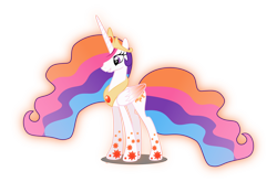 Size: 6178x4078 | Tagged: dead source, safe, artist:xebck, princess celestia, alicorn, pony, absurd resolution, alternate hair color, ethereal mane, female, mare, rainbow power, rainbow power-ified, simple background, solo, transparent background, vector