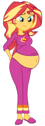 Size: 1253x3470 | Tagged: safe, artist:myfavoritepreggopics, artist:pacificside18, sunset shimmer, equestria girls, belly, big belly, clothes, cutie mark on clothes, looking down, pajamas, pregnant, simple background, slippers, solo, sunset preggers, transparent background, vector