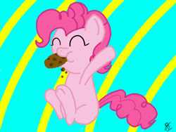 Size: 2048x1536 | Tagged: safe, artist:victoreach, pinkie pie, earth pony, pony, cookie, female, mare, pink coat, pink mane, solo