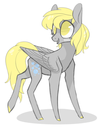 Size: 1280x1583 | Tagged: safe, artist:jellybeanbullet, derpy hooves, pegasus, pony, female, looking back, mare, no pupils, simple background, solo, white background