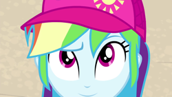 Size: 1920x1080 | Tagged: safe, derpibooru import, screencap, rainbow dash, better together, equestria girls, forgotten friendship, close-up, closeup on the face, offscreen character, pov, solo