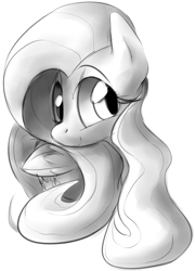 Size: 893x1237 | Tagged: safe, artist:dotkwa, fluttershy, pegasus, pony, grayscale, monochrome, solo