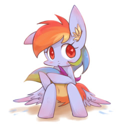 Size: 1400x1400 | Tagged: safe, artist:joycall6, derpibooru import, rainbow dash, pegasus, pony, blushing, ear fluff, looking at you, solo, tail hug