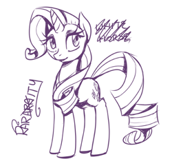 Size: 600x585 | Tagged: safe, artist:inlucidreverie, rarity, pony, unicorn, female, mare, monochrome, sketch, solo