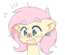 Size: 470x400 | Tagged: safe, artist:homerunakenny, fluttershy, butterfly, pegasus, pony, solo, thick eyebrows, wavy mouth