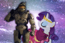 Size: 1123x753 | Tagged: safe, rarity, pony, unicorn, clothes, crossover, dress, halo (series), master chief