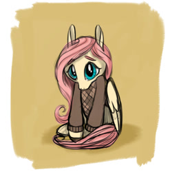 Size: 900x900 | Tagged: safe, artist:random-gal, fluttershy, pegasus, pony, clothes, solo, sweater, sweatershy