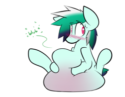 Size: 1280x1000 | Tagged: safe, artist:nom-sympony, oc, oc only, oc:spearmint, belly, blushing, stomach noise, stuffing