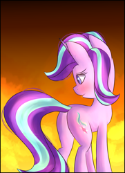 Size: 849x1174 | Tagged: safe, artist:brok-enwings, starlight glimmer, unicorn, cloud, female, solo, sunset