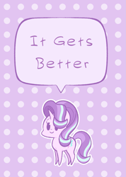 Size: 907x1272 | Tagged: safe, artist:typhwosion, starlight glimmer, pony, unicorn, dialogue, it gets better, looking at you, positive ponies, smiling, solo, wholesome