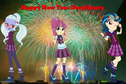 Size: 900x600 | Tagged: safe, indigo zap, sour sweet, sugarcoat, equestria girls, friendship games, 2016, fireworks, happy new year, happy new year 2016