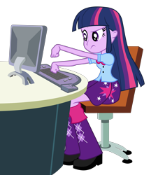 Size: 5431x6000 | Tagged: safe, artist:masem, derpibooru import, twilight sparkle, equestria girls, equestria girls (movie), absurd resolution, computer, simple background, solo, transparent background, vector