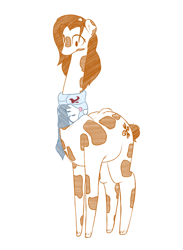 Size: 1280x1752 | Tagged: safe, artist:nom-sympony, oc, oc only, oc:pepper dust, giraffe, clothes, derp, flattened, scarf, tongue out, transformation