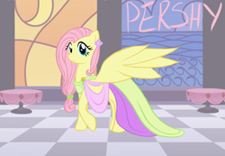 Size: 900x622 | Tagged: safe, artist:extremecombustion, fluttershy, pegasus, pony, alternate hairstyle, clothes, greek, greek mythology, persephone, solo